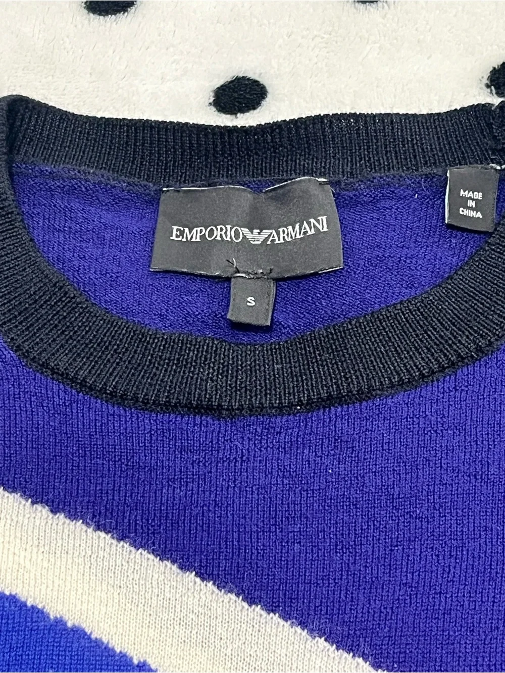 Emporio Armani Colorblock Striped Knit Crewneck Sweater Size S